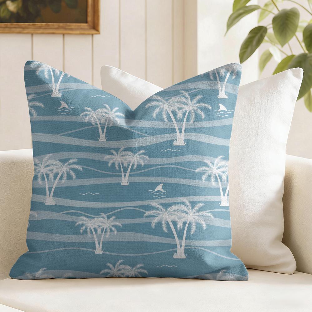 Plam Trees Flowers Cushion Cover Summer Linen Pillow Case Organic Fabric Cushion Cover DoubleSided Print Sofa Home Decor