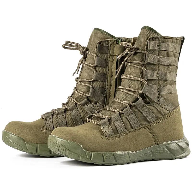Outdoor Men Desert Combat Boots Training Boots Wear-resistant Military Boots Lightweight Hiking Shoes Male Middle Calf Boot