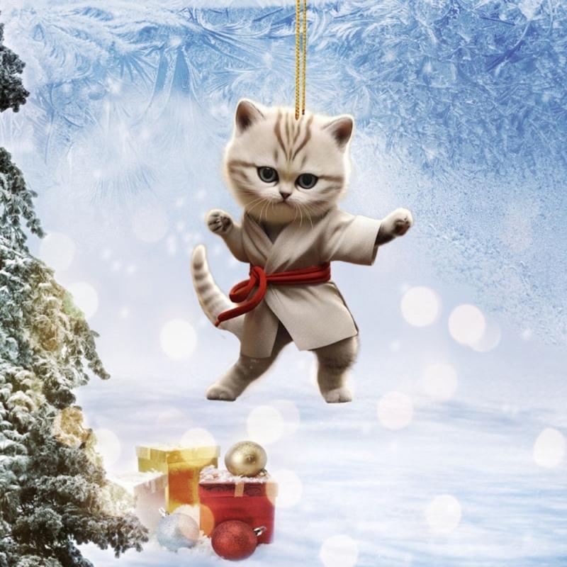 Брелок для ключей 'Кошки', милые кошки, брелки для ключей 'Кошки дзюдо', акриловая плоская 2D подвеска, забавный брелок для женщин, для девушки