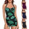 2025 Solid Printed Swimwear Women Halter One Piece Swimsuit Female Swimming Monokini Suit Padded Beachwear Bodysuit Summer