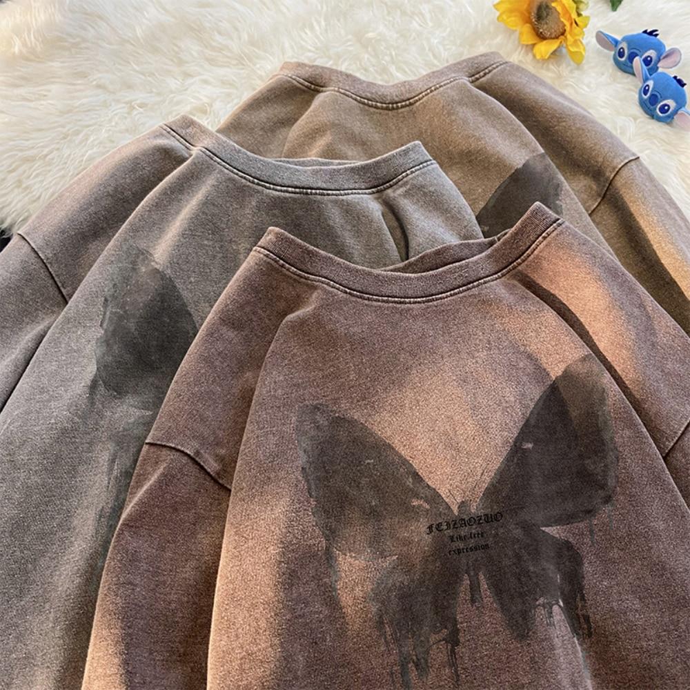 Хлопковая винтажная футболка с короткими рукавами 240 г, мужская футболка в стиле американского ретро Y2K, женские летние футболки в стиле хип-хоп, футболки в стиле Харадзюку