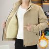 Men's Coat with Plush Jacket, Loose Stand Collar, Thickened Cotton Coat, Young Fashionable Lamb Velvet Warm and Handsome Casual Top