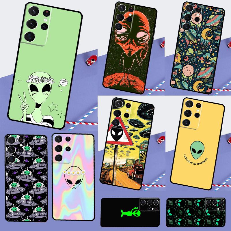 Мультяшный чехол для телефона с инопланетянином для Samsung Galaxy S24 S25 Ultra S9 S10 S20 FE S21 S22 S23 Ultra Plus Задняя крышка