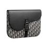 Dior Embossed Logo Aluminum Buckle Flap Closure Oblique Print Color Block Grain Leather Clutch Men clutch Beige Black 2ADCA436YKS-H27E