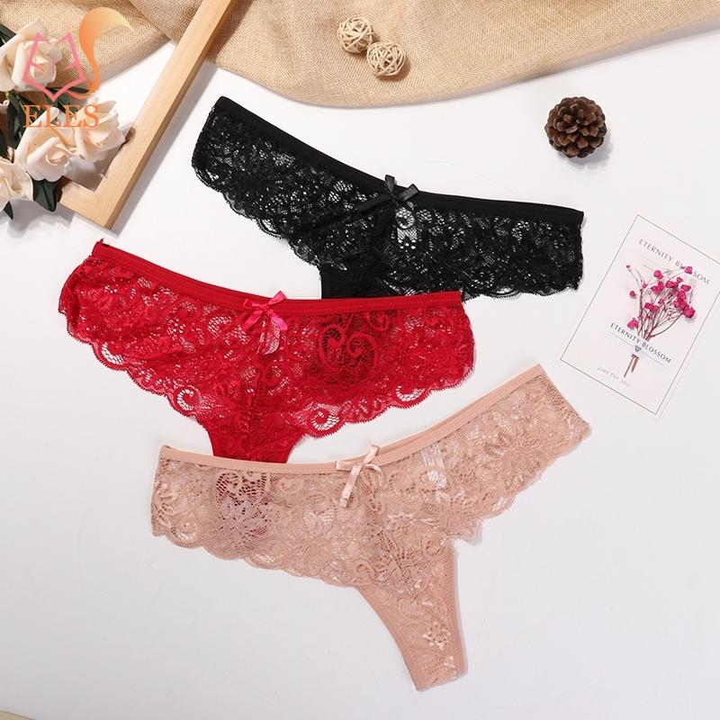 3 Pcs Woman Panties Sexy Lace Thong Underwear Lingerie Female T-back Temptation Low Waist G-string Pack