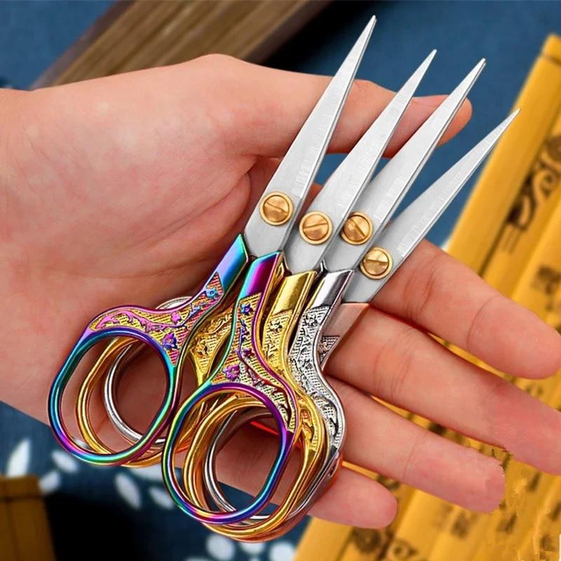 Stainless Steel Vintage Scissors DIY Sewing Retro Cross-stitch Fabric Cutter Embroidery Scissor Tailor Thread Tools Shears