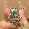 Light Luxury Jewelry Inlaid Ring Vintage Bird'S Nest Cut Pink Sticky Emerald Ladies Premium Ring