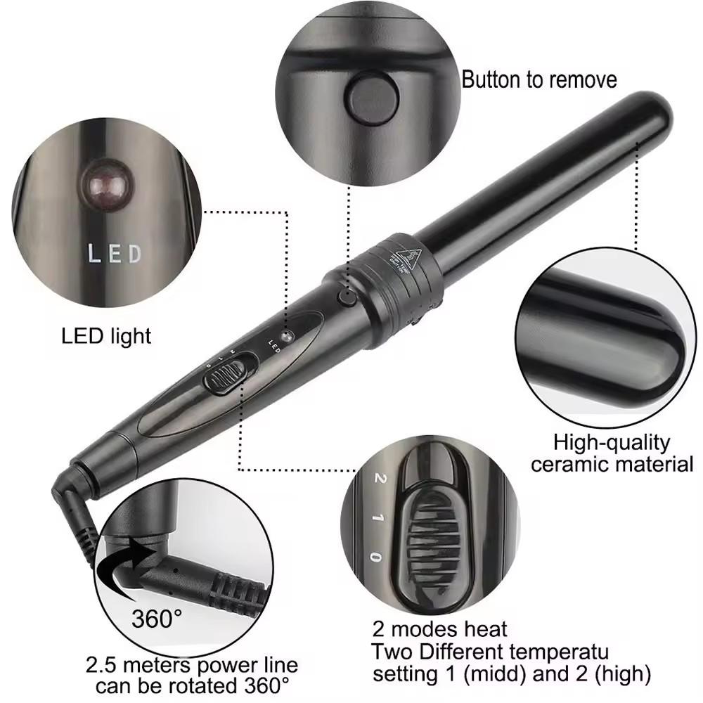 Multi-function LED 6-in-1 Curling Iron Egg Curling Iron 6pcs Replaceable Curling Tube Ceramic Gourd Tubes Hair Curler Ceramic Hair Rollers Set