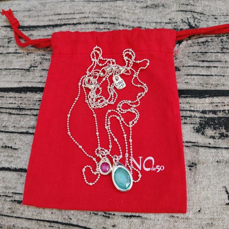 UNOde50 Double Layer Blue Green Crystal Necklace Ins Style Trendy Jewelry Women
