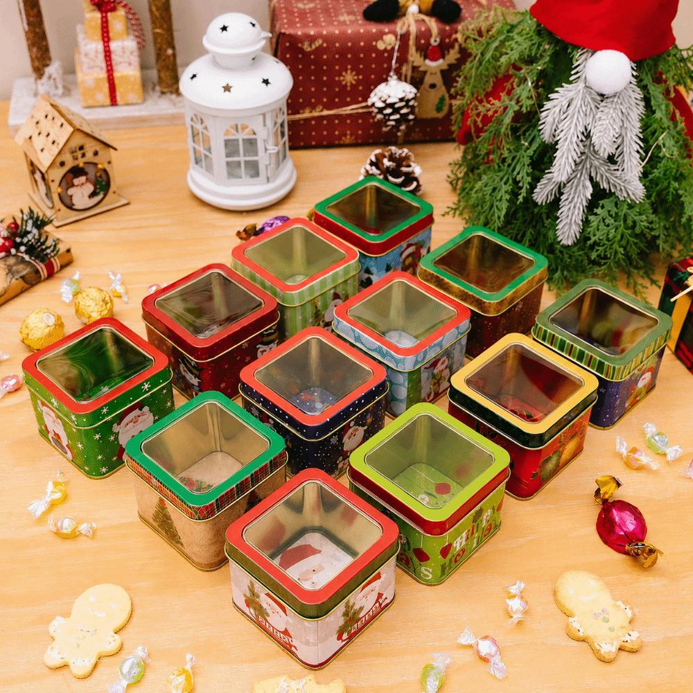 Cartoon Christmas Storage Box Stackable Jar Christmas Snowman Box Cookie Chocolate Tin Celebration