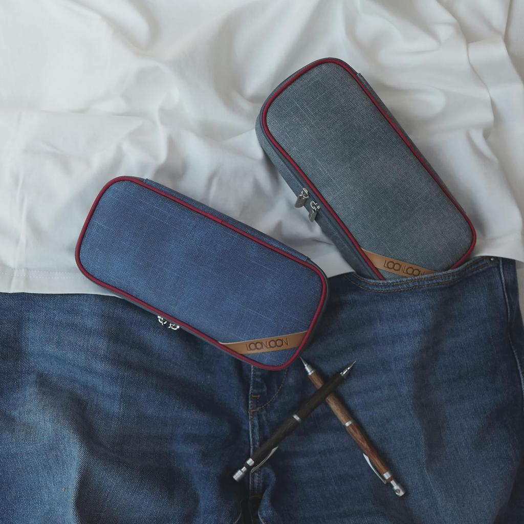 LOONLOON 672 Джинсовый пенал Индиго Синий Большой емкости Стильный джинсовый двухэтажный многофункциональный