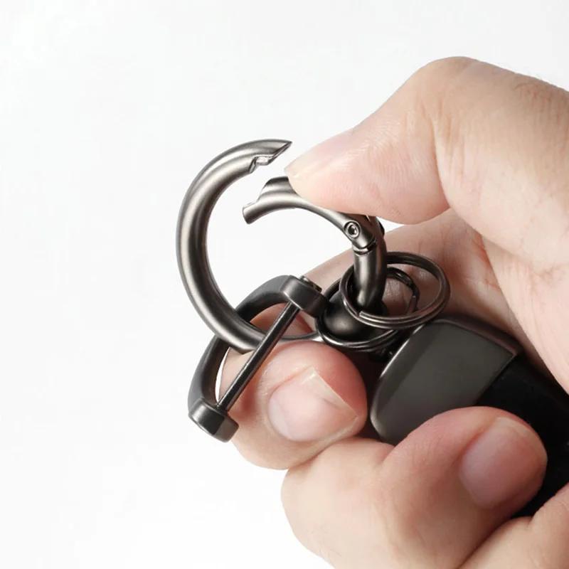 For Jeep Car Key Ring Cowhide Leather Keychain Waist Pendant Carabiner For Jeep Grand Cherokee Wrangler JK Gladiator Compass