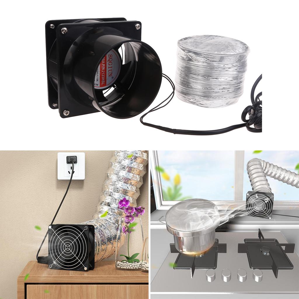 Bathroom Exhaust Fan 220V Wall Mounted Exhaust Fan Low Noise Bathroom Kitchen Garage Air Vent Ventilation with Duct Hose