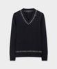BROOKS BROTHERS Wool Cable V-Neck Sweater (Navy) (Bbwnmmf401)