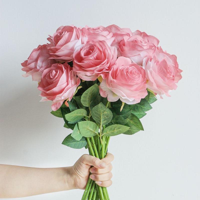 5/10 шт. букет искусственных роз для декора дома, комнаты, свадебного украшения, искусственные цветы, подарок на День святого Валентина, DIY ваза, украшение