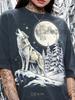 Vintage Wolf Howling Moon 90S Graphic Style Comfort Colors® Tshirt, Retro Snowy Forest Faded Tees, Y2K Streetwear Animal Lover Gift,