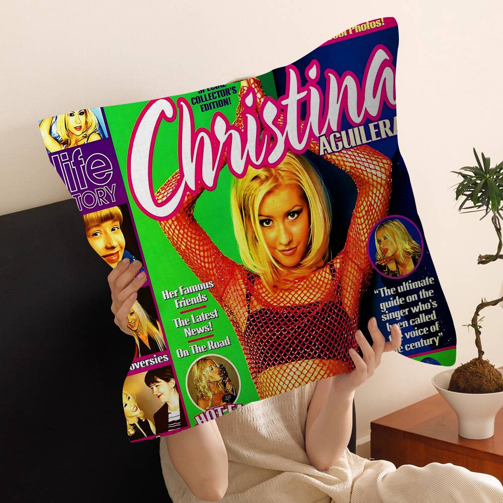 Christina Aguilera Singer Pillow Cushion Cover Pillowcase Living Room Sofa Home Decor Customized