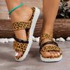 Женские тапочки 2024 Горячая распродажа Низкий каблук Сандалии с плоским носком Летние Новые Леопардовый принт Уличные Повседневные Удобные Женские тапочки