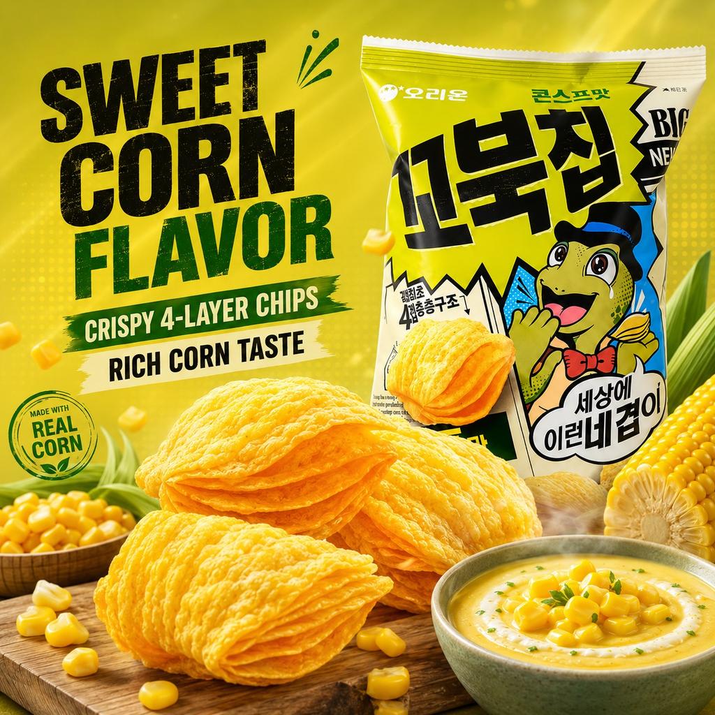 Orion Tortoise‑Shaped Sweet Corn Chips 70g sweet‑corn‑flavor crispy puffed snacks