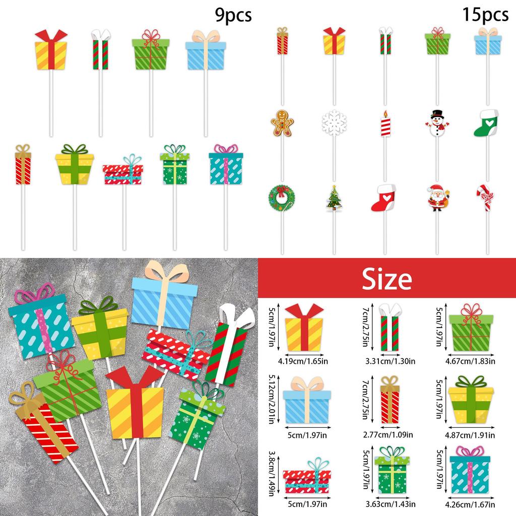 Набор рождественских флажков для торта из бумаги для праздничной выпечки и украшения десертов