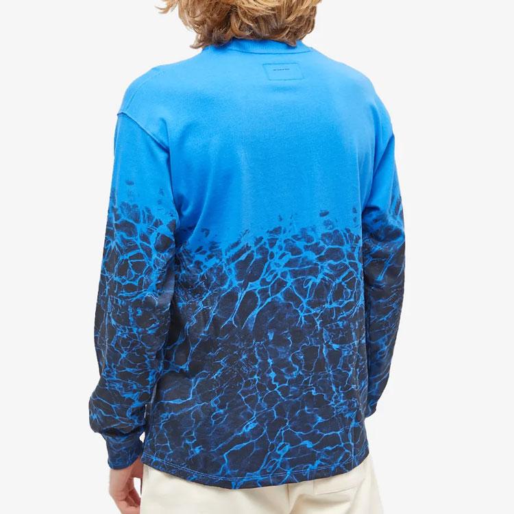 Nike Pattern Print Crew Neck Pullover Long Sleeve T-Shirt Men Tops Blue FB3030-403