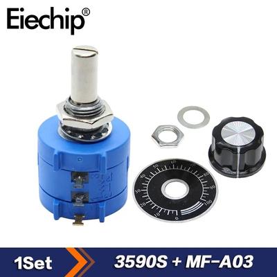 3590S 10K Многооборотный регулируемый резисторный потенциометр, комплект 200200 Ом 1K 2K 5K 10K 20K 50K 100K Ом с ручкой потенциометра