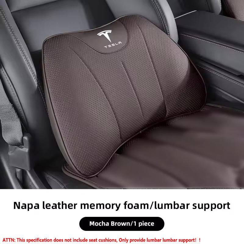 For Tesla Model 3 / Y Juniper Car Headrest Lumbar Support Memory Foam Car Rest Neck Pillow Seat Cushion Cover Car Accessories