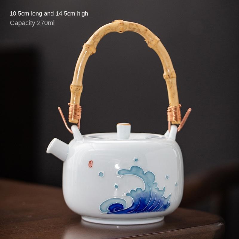 Hand-painted Japanese Style Lifting Pot Tea Pot Kung Fu Tea Set With Filter Coarse Ceramic Purple Clay Pot Ceramic Tea Pot Puer
