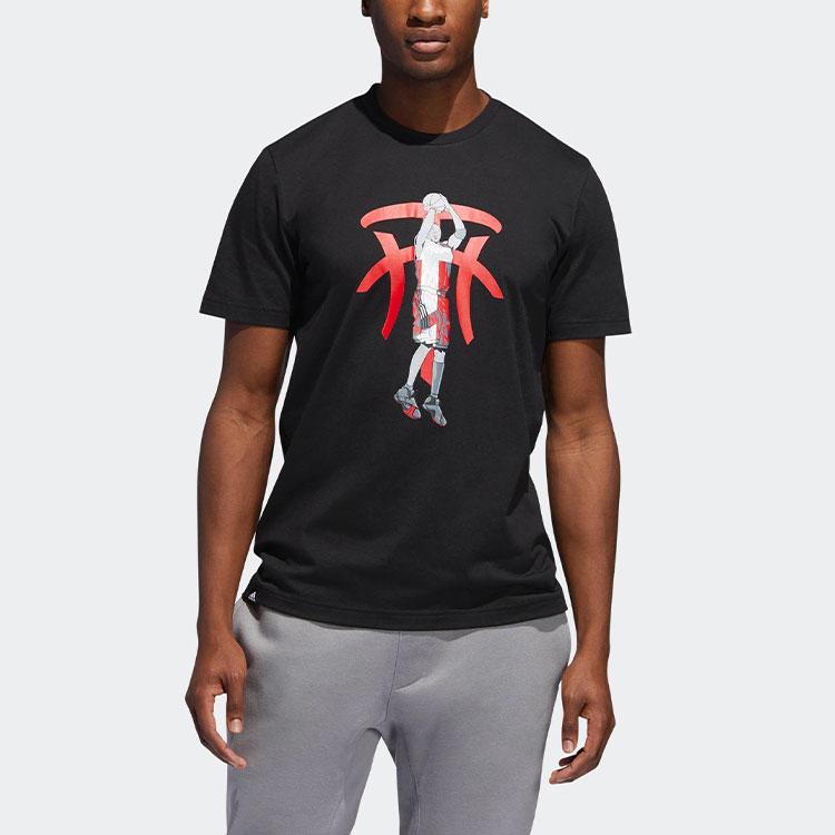 Adidas McGrady Баскетбольная спортивная футболка с короткими рукавами с круглым вырезом и принтом, мужские топы, черный DU6437