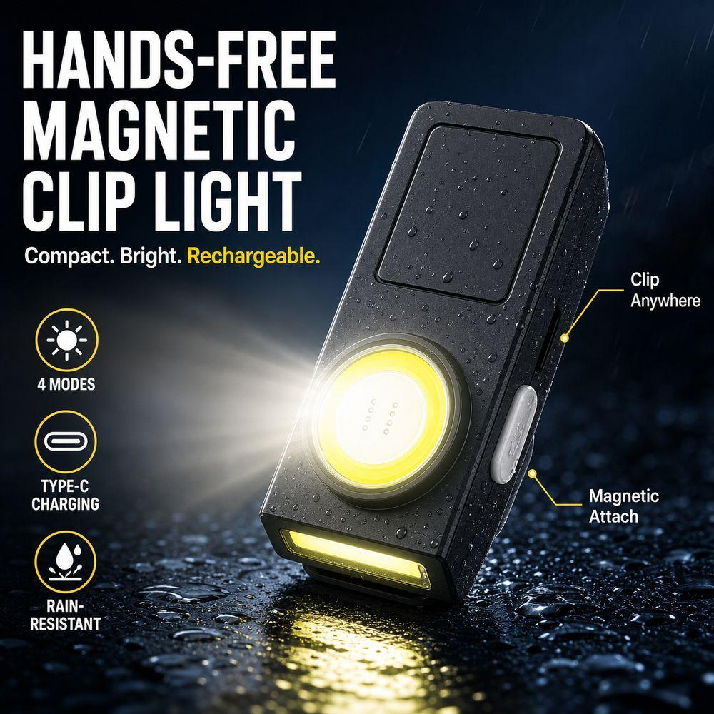 Integrated Clip Magnetic Clip Light Plastic Rechargeable Clip Light Camping Lighting