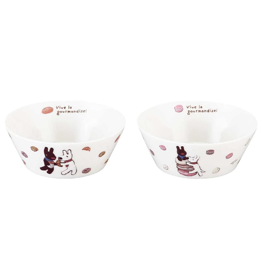 Lisa & Gaspard LG160-79 Pair of Bowls and Plates, Approx. 13cm, Microwave Safe, Made in Japan