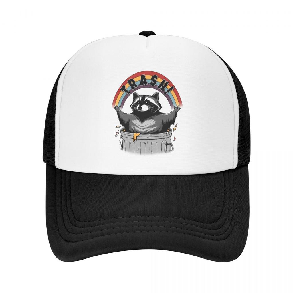Retro Live Fast Eat Trash Raccoon Baseball Cap Outdoor Unisex Women's Adjustable Racoon Panda Trucker Hat Spring Snapback Caps