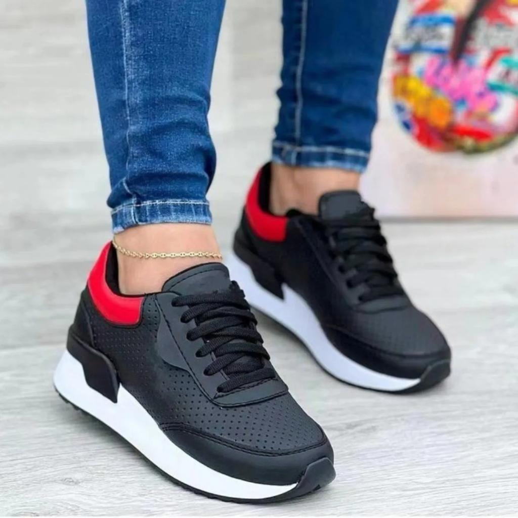 Women Sneakers Platform Shoes Leather Patchwork Casual Sport Shoes Ladies Outdoor Running Vulcanized Shoes Zapatillas Mujer