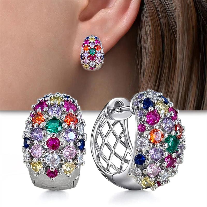Xiaomi Huitan Geometric Design Women Hoop Earrings Full Bright CZ Fashion Lady Party Wedding Accessories Charming Jewelry for Daily