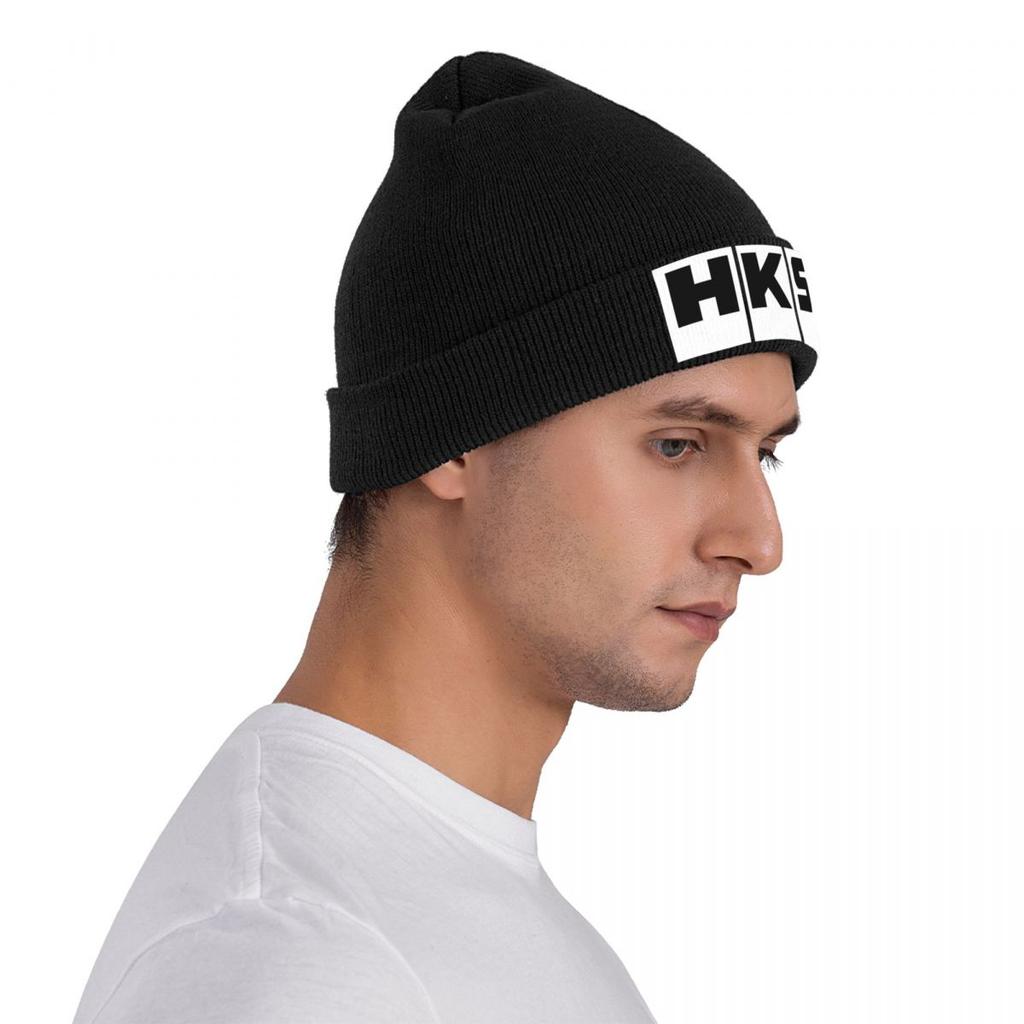 HKS Logo Car JDM Warm Knitted Cap Fashion Bonnet Hat Autumn Winter Outdoor Beanies Hats for Men Women Adult
