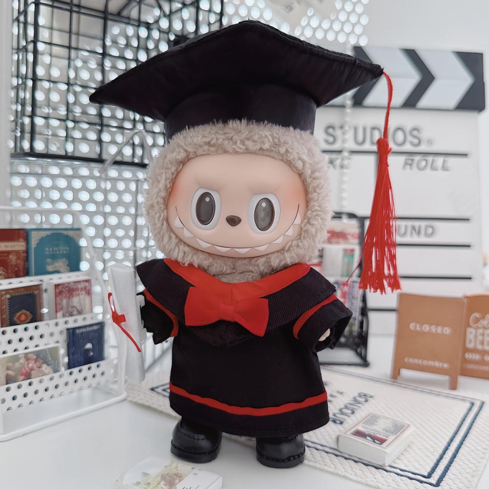 Для 17см Куклы Лабубу Одежда Модная одежда Докторская мантия Платья Подбор цвета Выпускная шляпа Бакалаврская шляпа Аксессуары для кукол Милое украшение