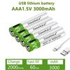 Быстрая зарядка литий-ионного аккумулятора 1,5 VAAA емкостью 3000 мАч и литий-USB-аккумулятора USB для игрушечной клавиатуры
