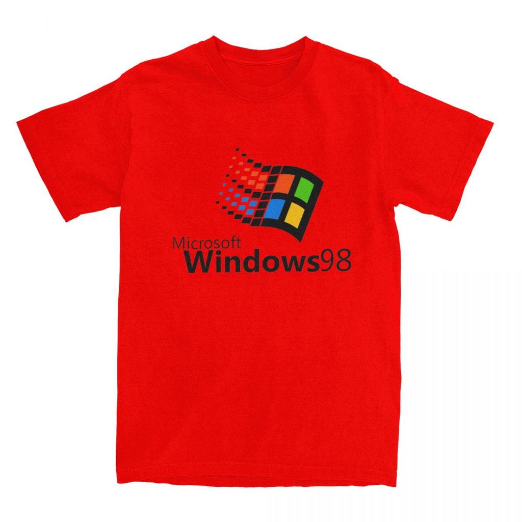 Windows 98 Vaporwave T-Shirt Computer System Harajuku T Shirts Short-Sleeve Tops Summer Cotton Breathable Plus Size 5XL Clothes