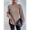 Autumn and Winter Women's Plus Size Knit Sweater Medium Long Shoulder Sleeve High Lapel Split Sweater Dress