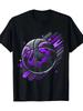 100% Cotton Men's Black Graphic T-Shirt | Casual Loose Fit with Purple and White