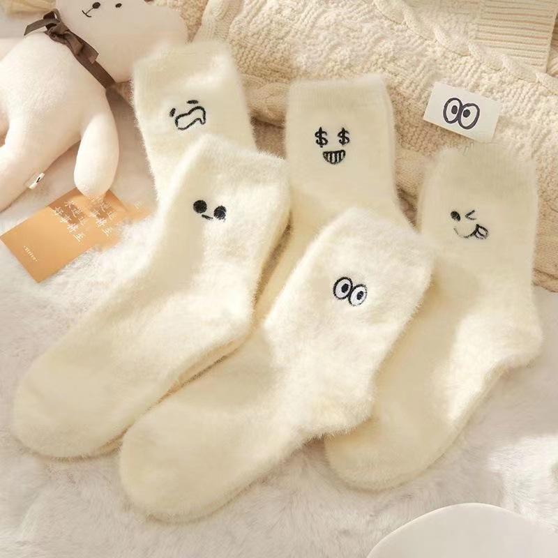 5 пар норковых бархатных носков для женщин, осенние и зимние утепленные бархатные носки кораллового цвета для сна, плюшевые напольные носки