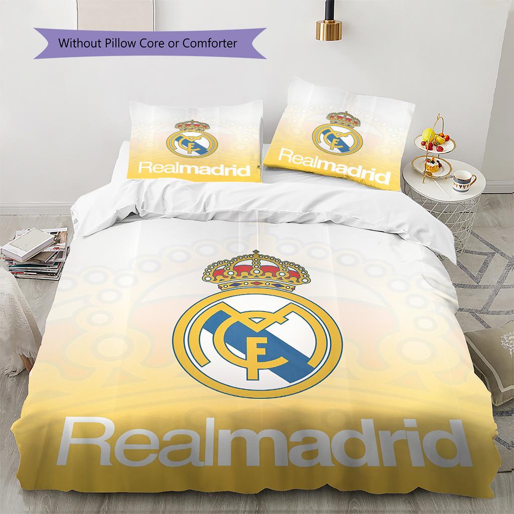 Madrid team logo Pattern Bedding Home Decoration Birthday Gift (1 * duvet cover + 2 * pillowcase, without core)