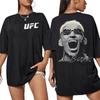 Двусторонняя футболка большого размера Charles Oliveira "The Bronx" UFC, Графическая футболка бойца ММА, Повседневный топ унисекс