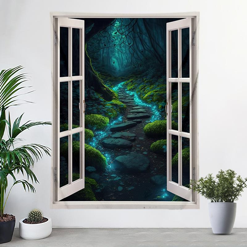 Ткань для подвешивания на окна Пейзаж Цифровая печать Гобелен Украшение спальни Ткань Фотофон Ткань Стена спальни Ткань