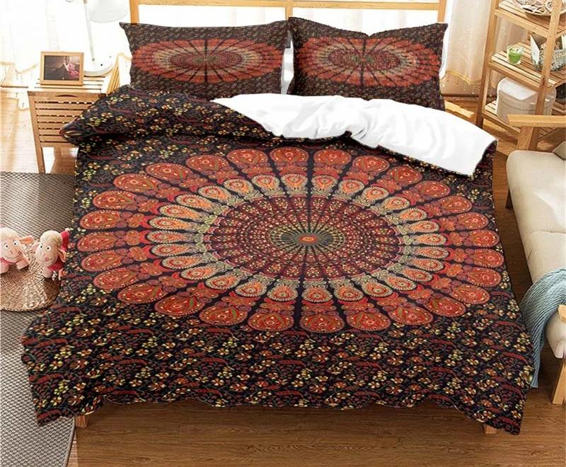 Bohemian Psychedelic Mandala Pattern Duvet Cover Set Bedding For Adult Kid Bed Set Comforter Cover With 1 Comforter 2 Pillowcase