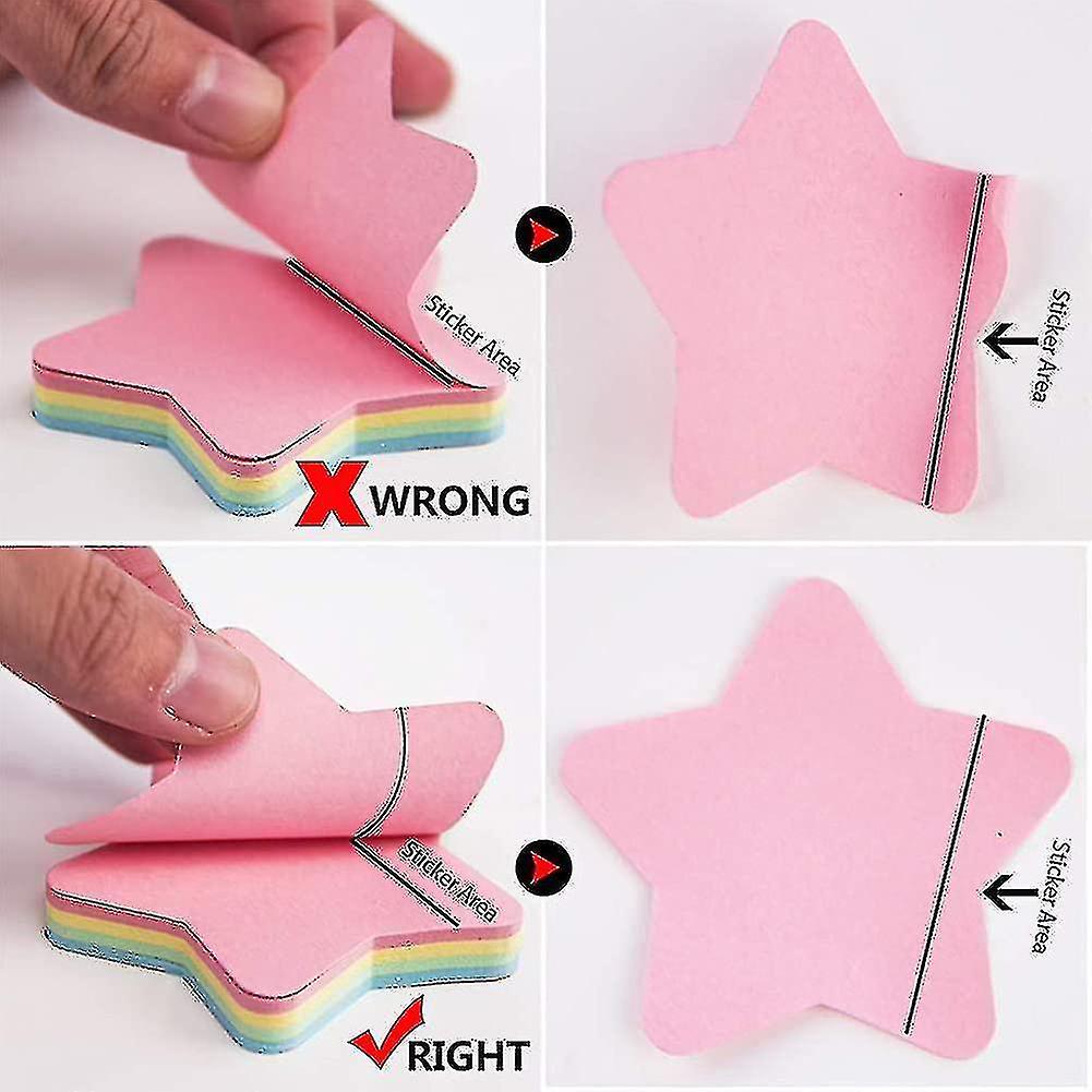 Sticky Notes Star Shaped - 10 Pads 76x76mm Self Stick Post Memo Cute Mixed Color