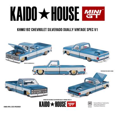 Готов к отправке KHMG 192 1:64 Chevrolet Silverado Dually Винтажная спецификация V1 Открывающийся капот Литая модель автомобиля Kaido House MINIGT