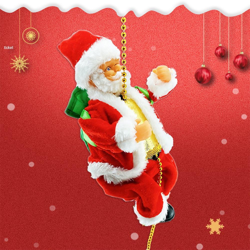 Santa Claus Climbing Chimney Electric Toy with Beads and Shaking Boot, Single/Double Ladder.