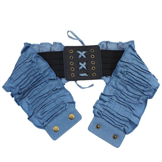 Women Elastic Woven Dress Belt Punk Style Denim Stretchy Corset Wide Edge All-match Retro Fabric Skirt Belt