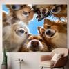 1Pc Cute Dog Faces Wall Tapestry Washable Polyester Wall Hanging for Bedroom Living Room Office Party Home Decor